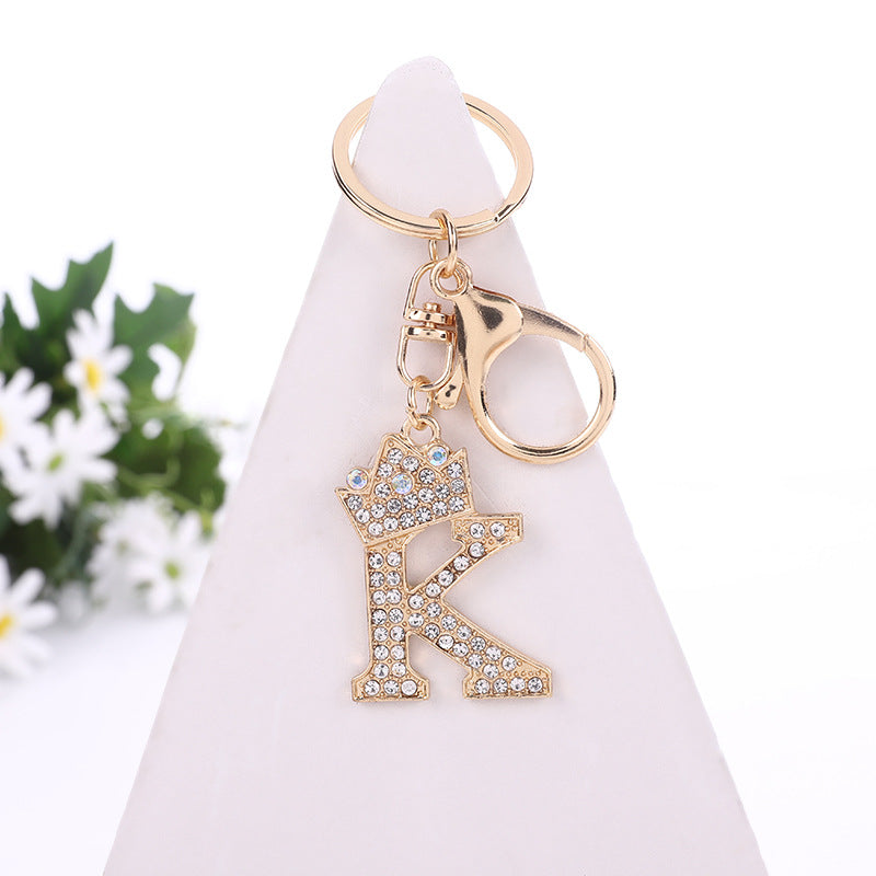 Wholesale Zinc Alloy Alphabet Rhinestone Keychain